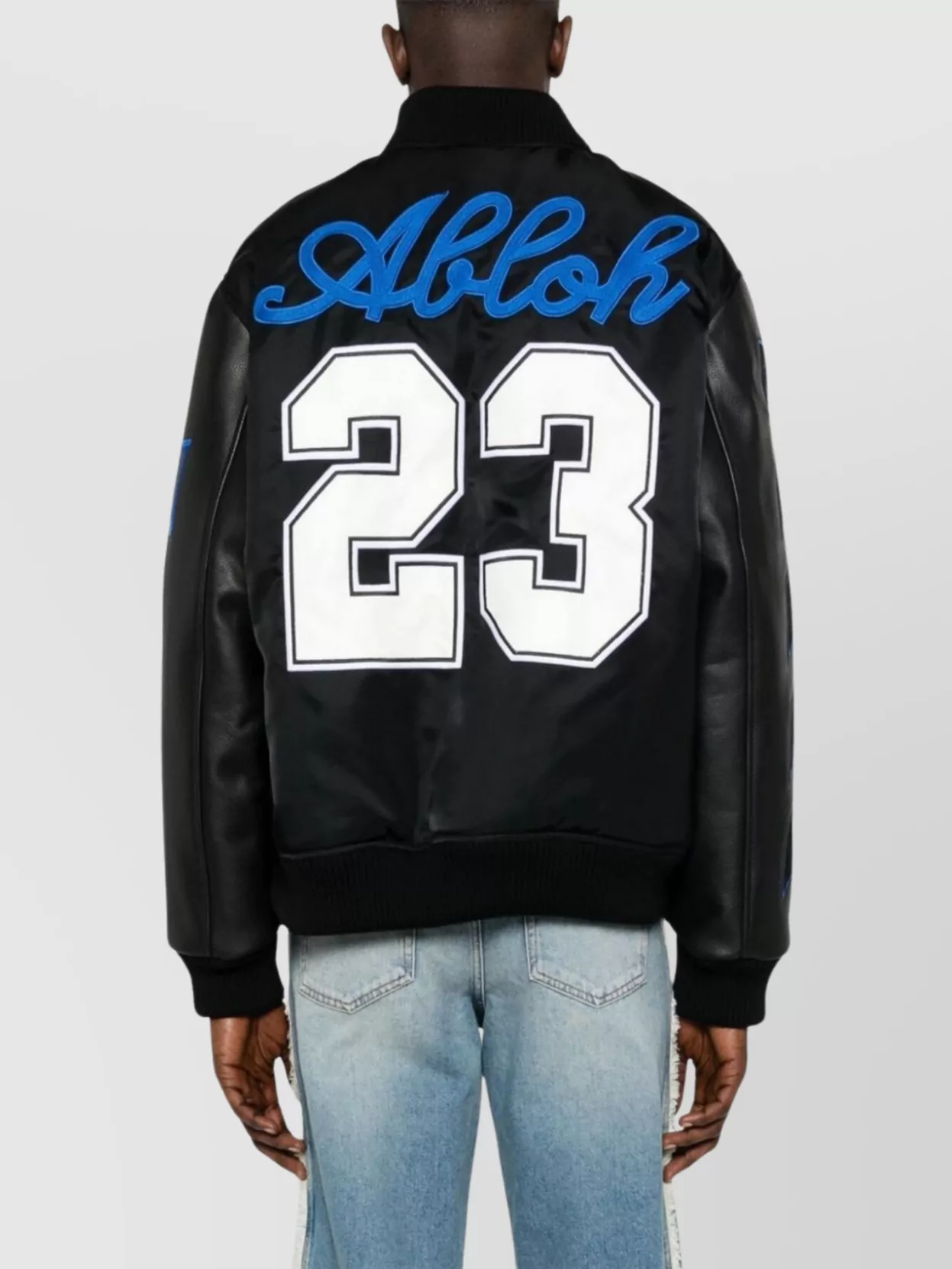 Off-White Sleeve Contrast Jacket Front Pockets Ribbed