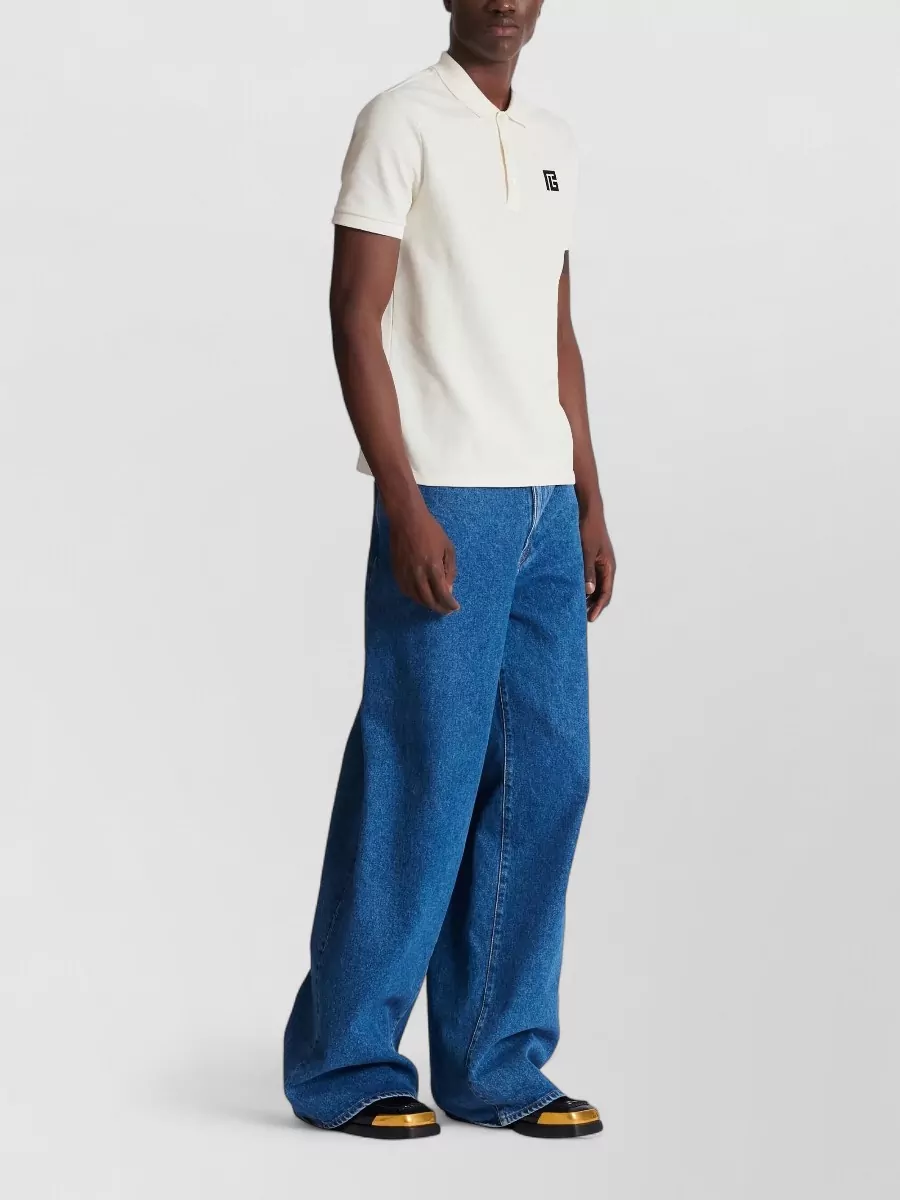 Balmain Polo Shirt Short Sleeves Ribbed Cuffs Collar