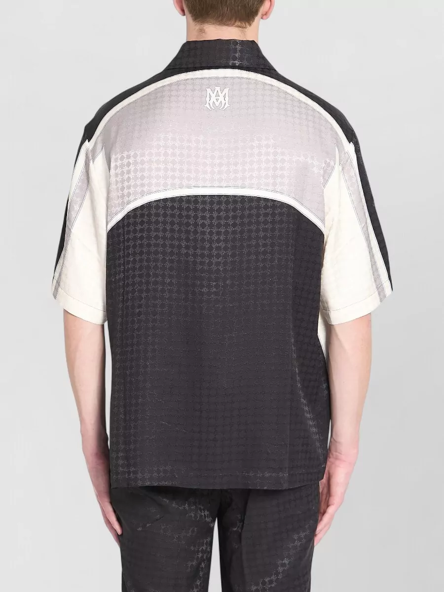 Amiri Viscose Logo Print Camp Collar Short Sleeve Shirt