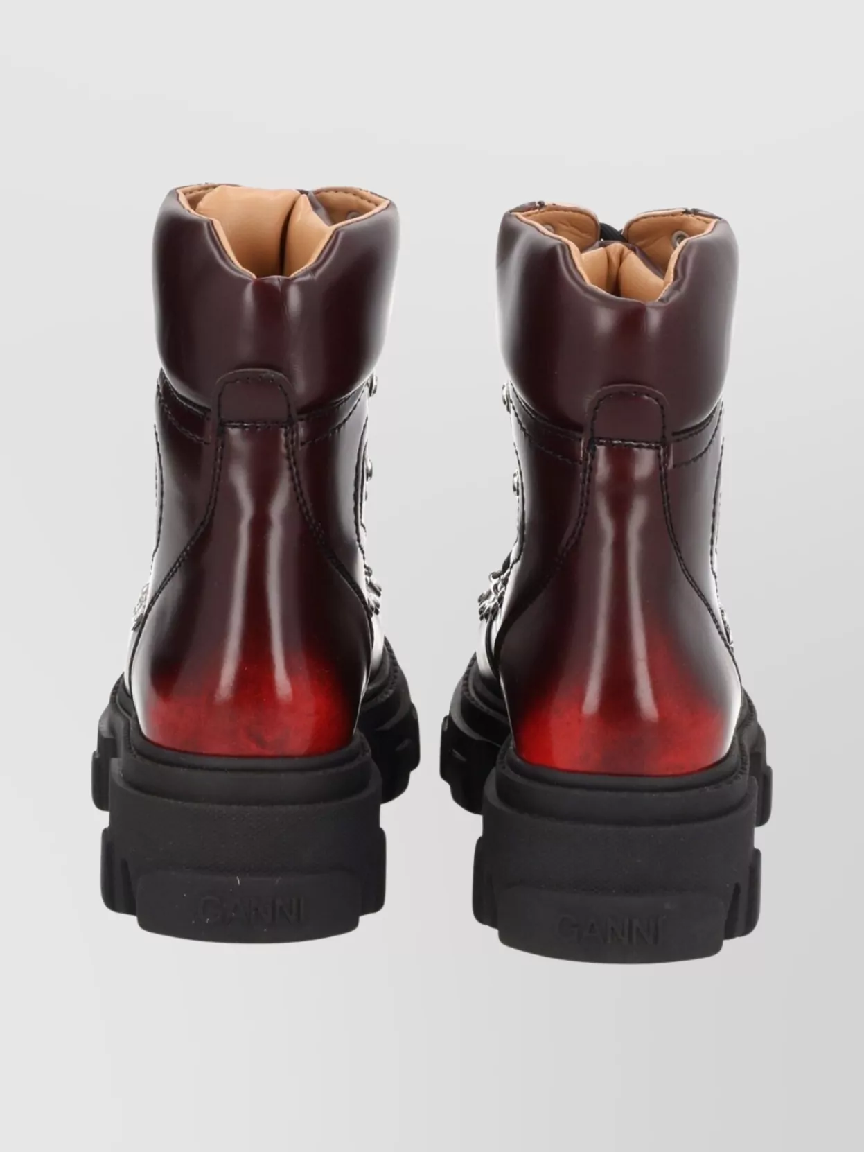 Ganni Chunky Sole Ankle Boots With Metal Eyelets