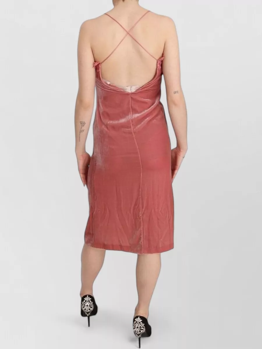 Pinko Silk Lace Trim V-Neck Slip Dress