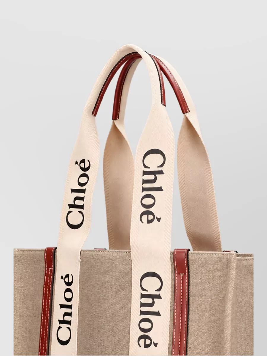 Chloé woody linen tote bag