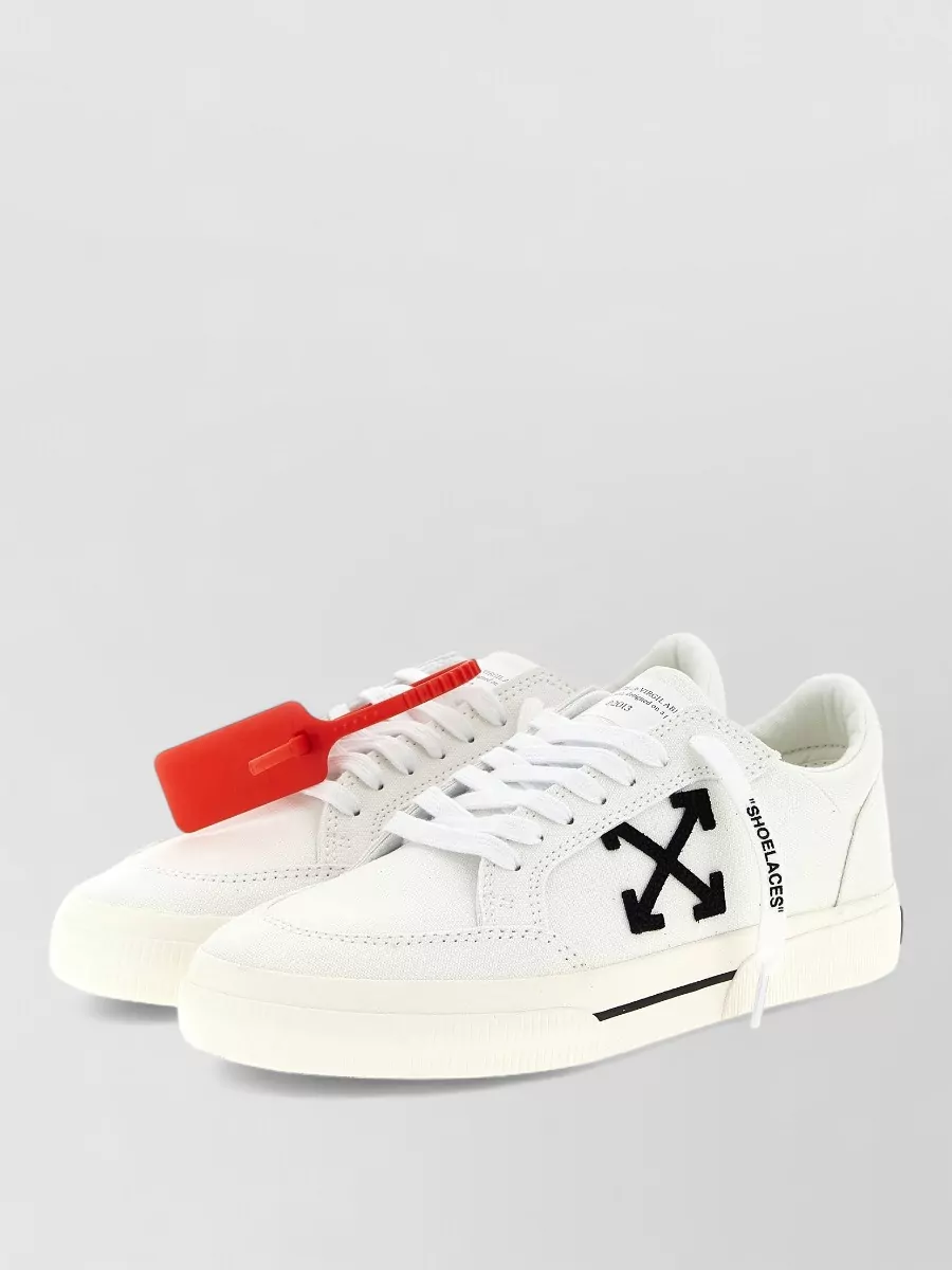 Off-White Canvas Low-Top Lace-Up Sneakers