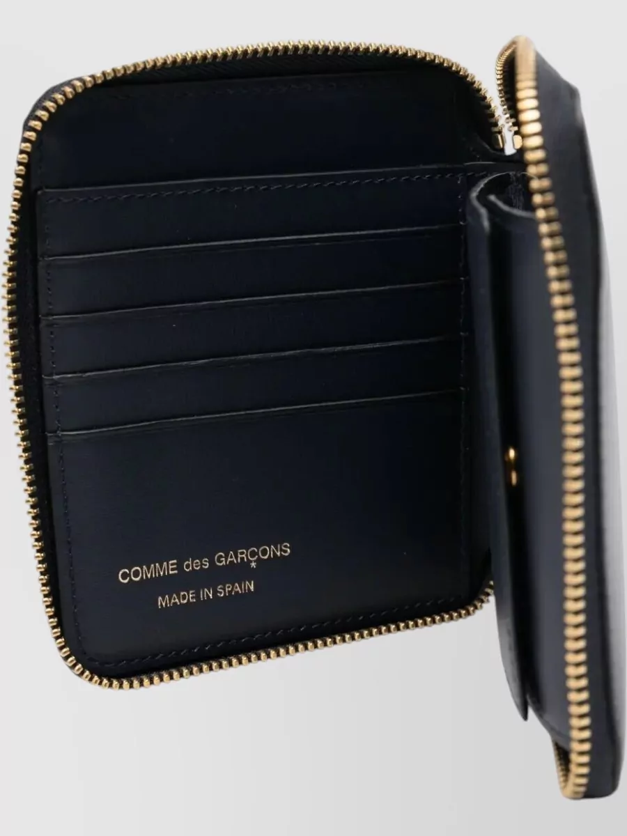 Comme Des Garçons Leather Wallet With Zip Around And Card Slots