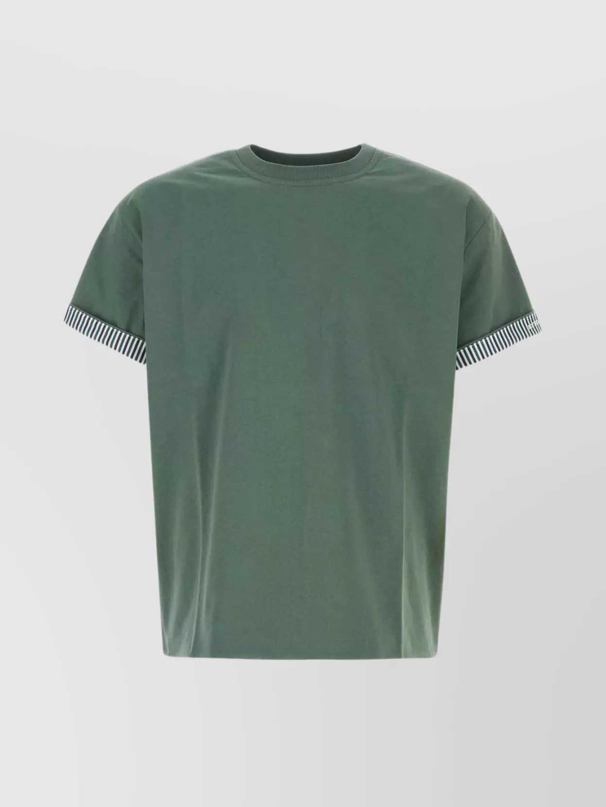 Shop Bottega Veneta Double-layer Ribbed Crew-neck T-shirt In Green