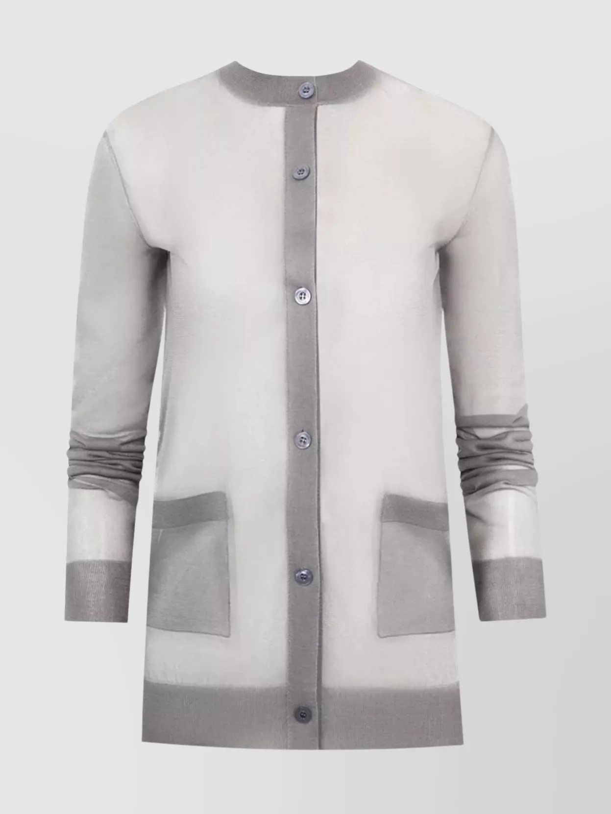 Saint Laurent Long Sleeve Cardigan Front Pockets In Gray