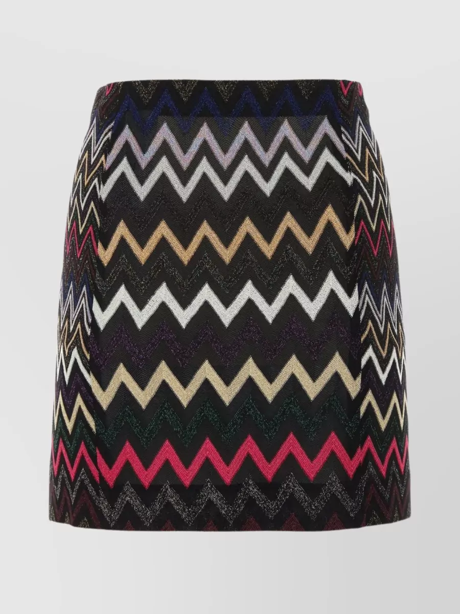 Shop Missoni Slit Front Patterned Mini Skirt In Black