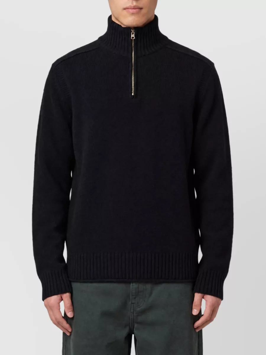 Guest In Residence Cashmere ribbed half-zip turtleneck sweater