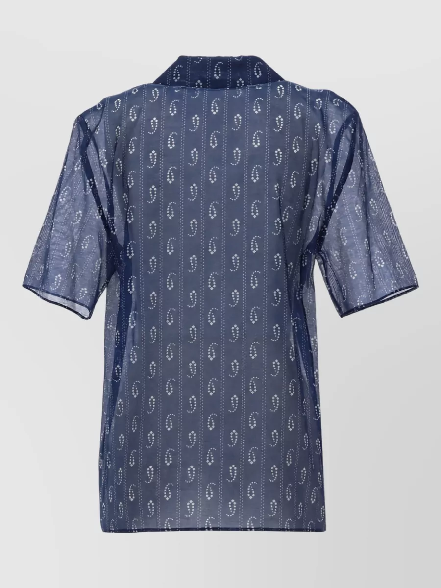 Tory Burch Paisley Shirt Casual Short Sleeves Sheer