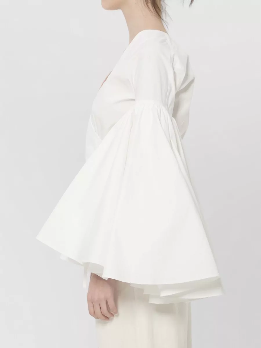 Jacquemus Cotton Wrap Cropped Blouse