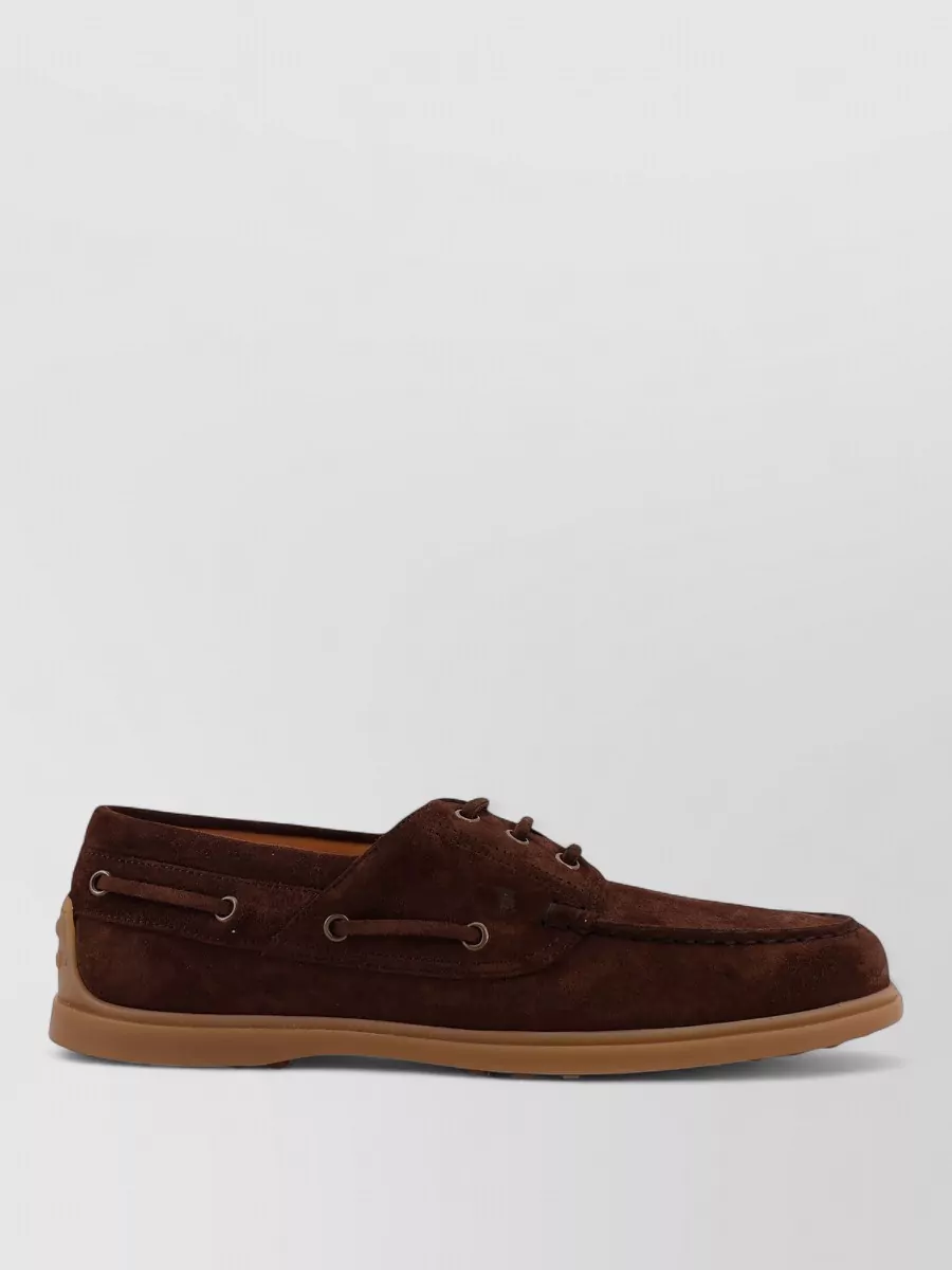 Tod's Suede Moc Toe Loafers Rubber Sole