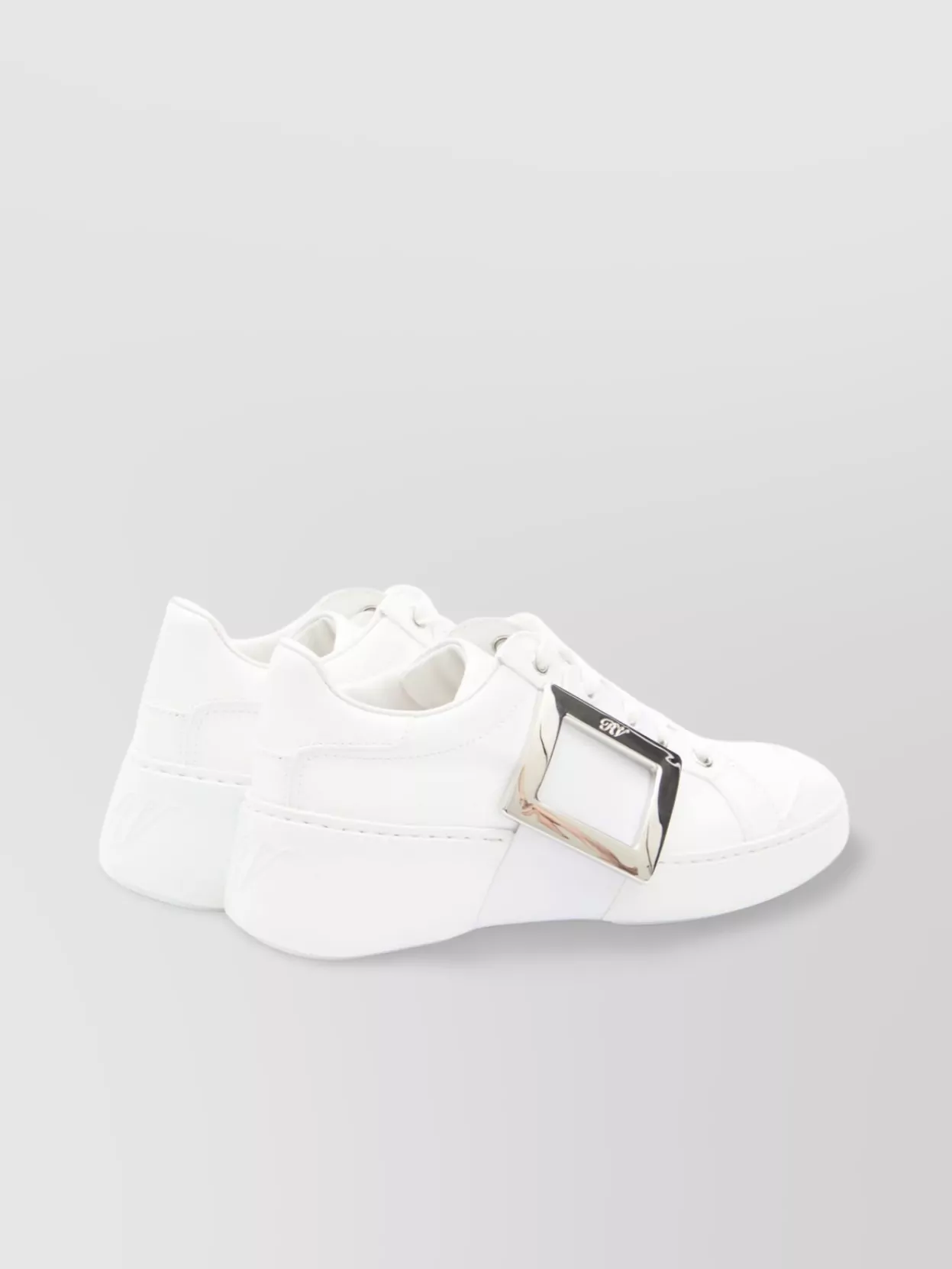 Roger Vivier Leather Skate Sneakers Square Buckle