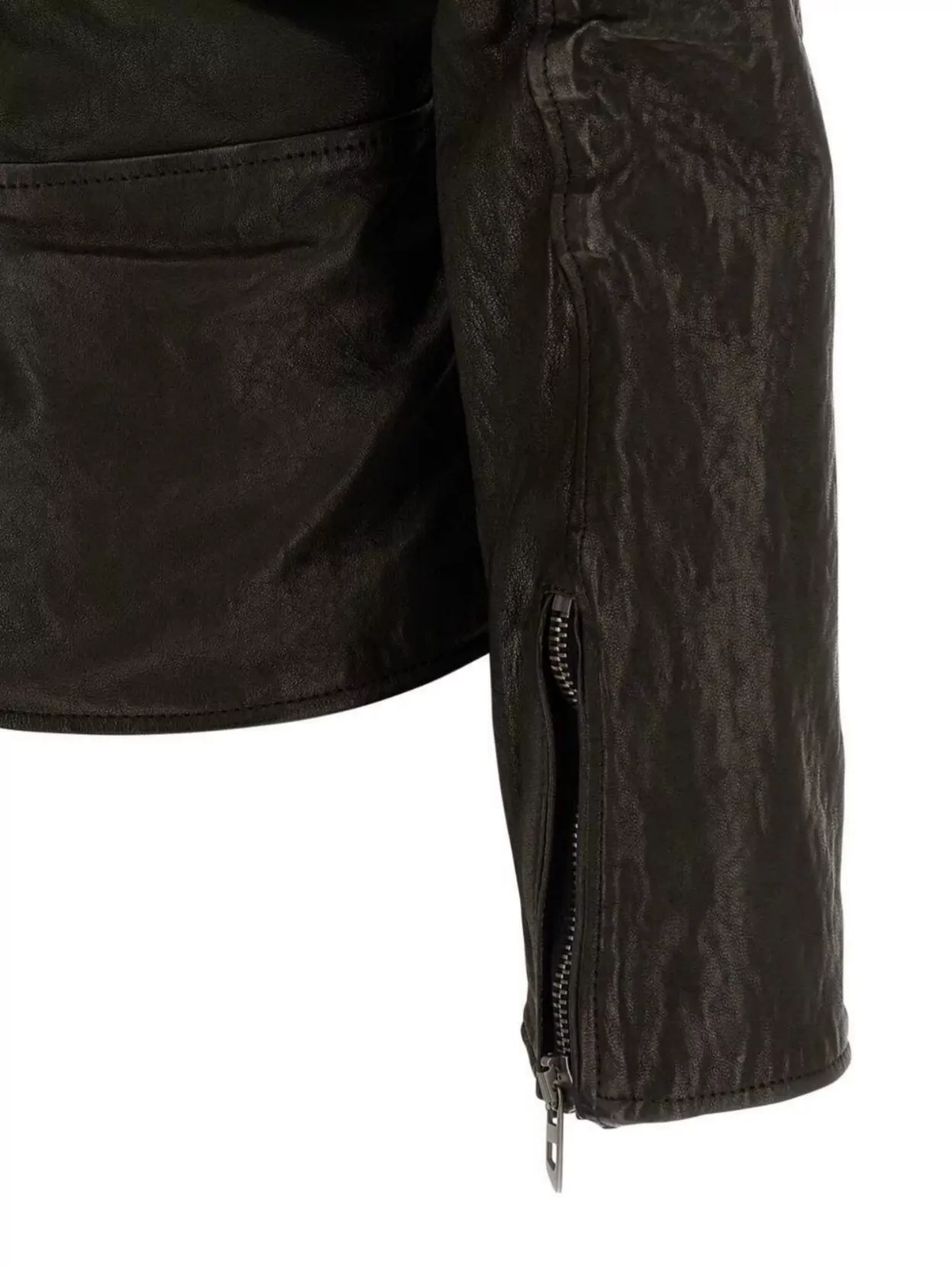 Diesel Lambskin Jacket With Long Sleeves And Zips In Brown
