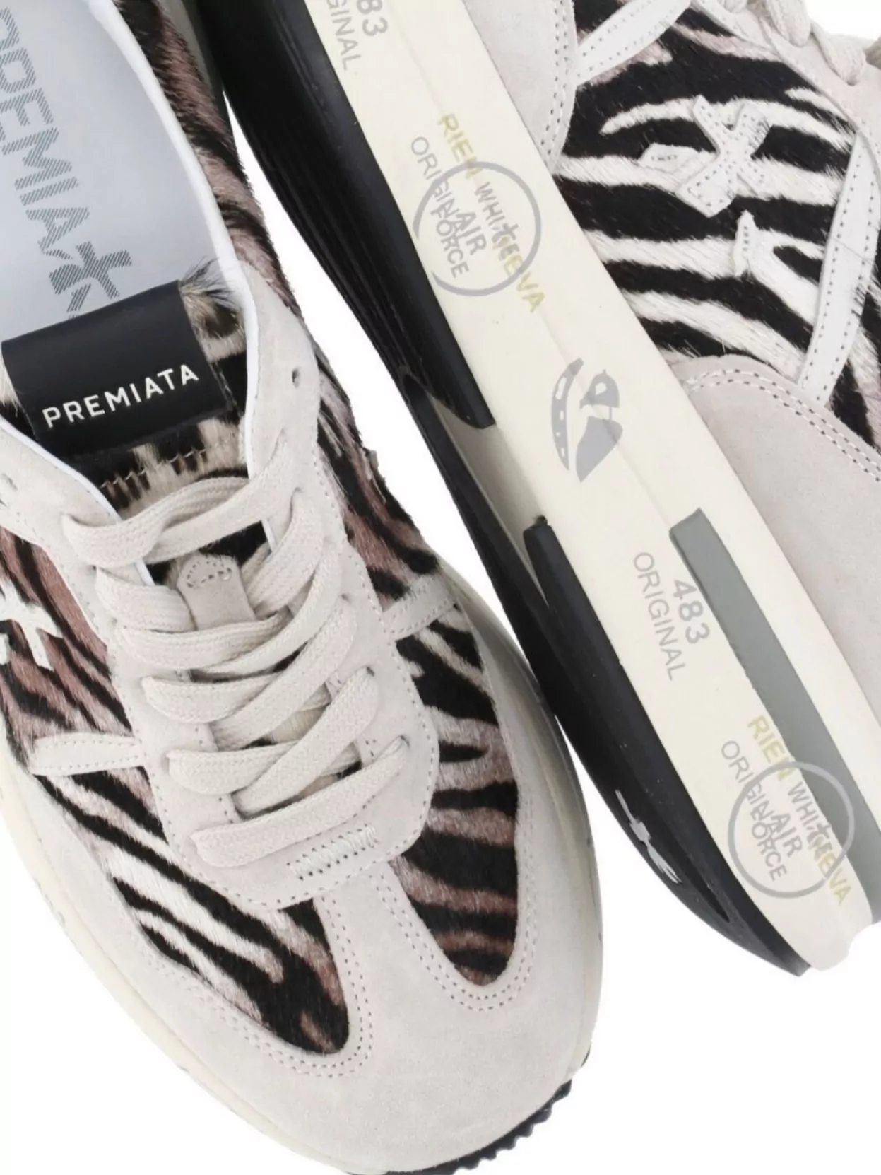 Premiata Animal Print Low Top Sneakers With Suede
