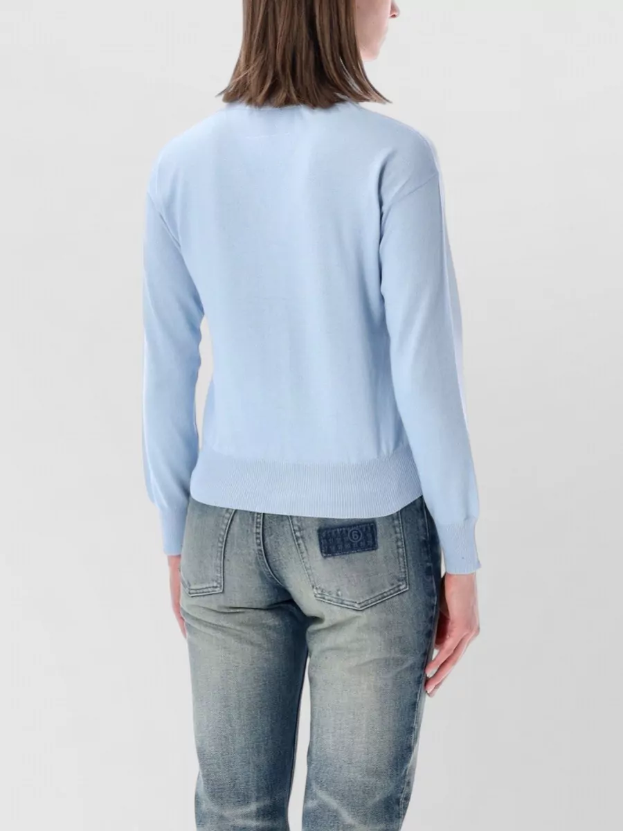 Mm6 Maison Margiela Cotton Ribbed V-Neck Cardigan