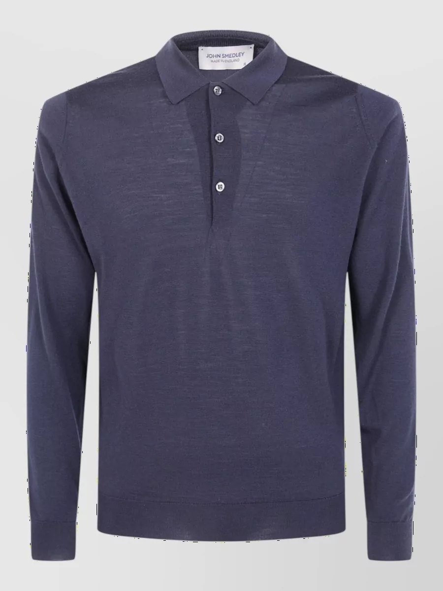 John Smedley Merino Wool Long Sleeve Polo Shirt