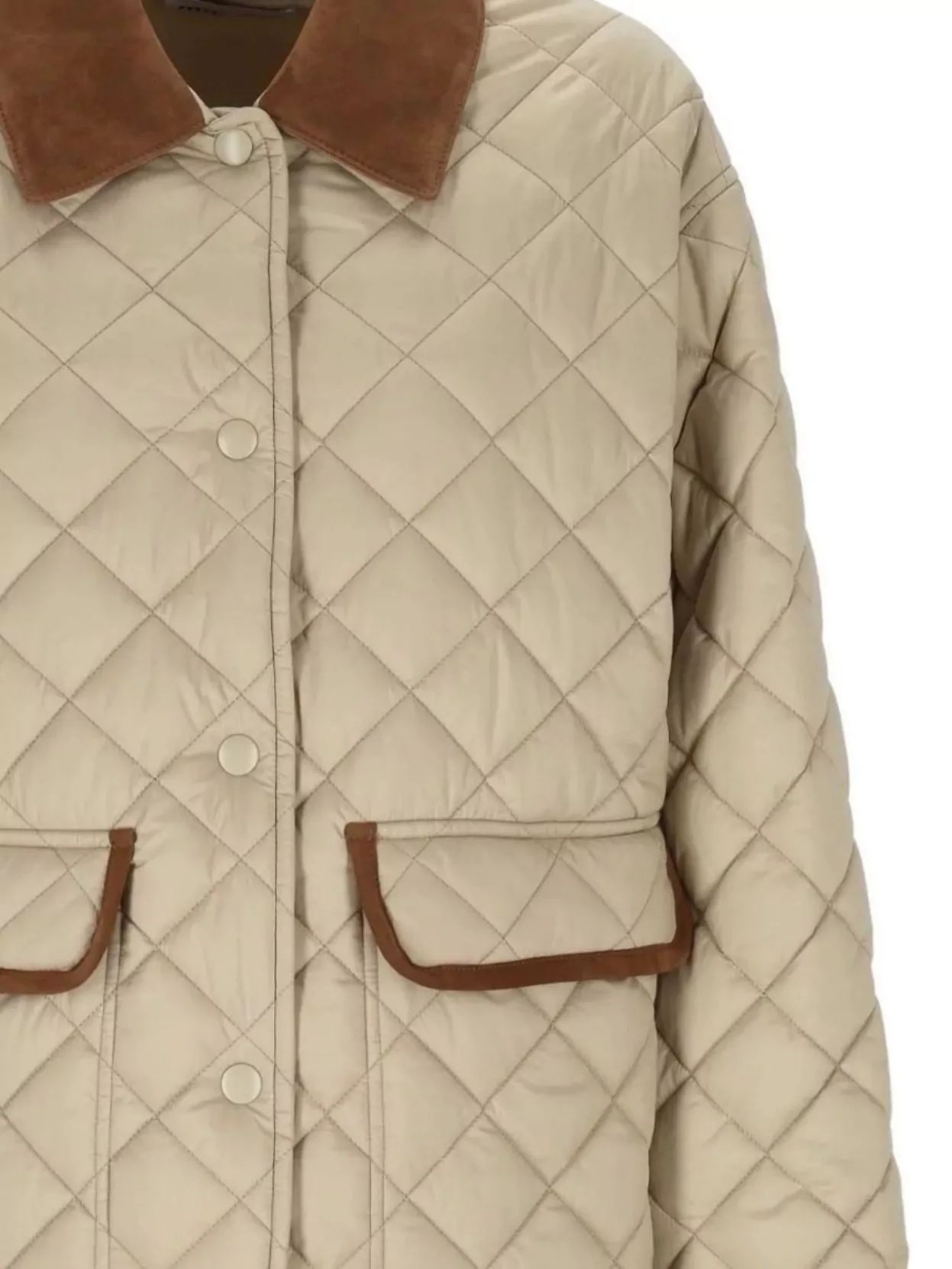 Miu Miu Quilted Jacket With Suede Collar And Pockets