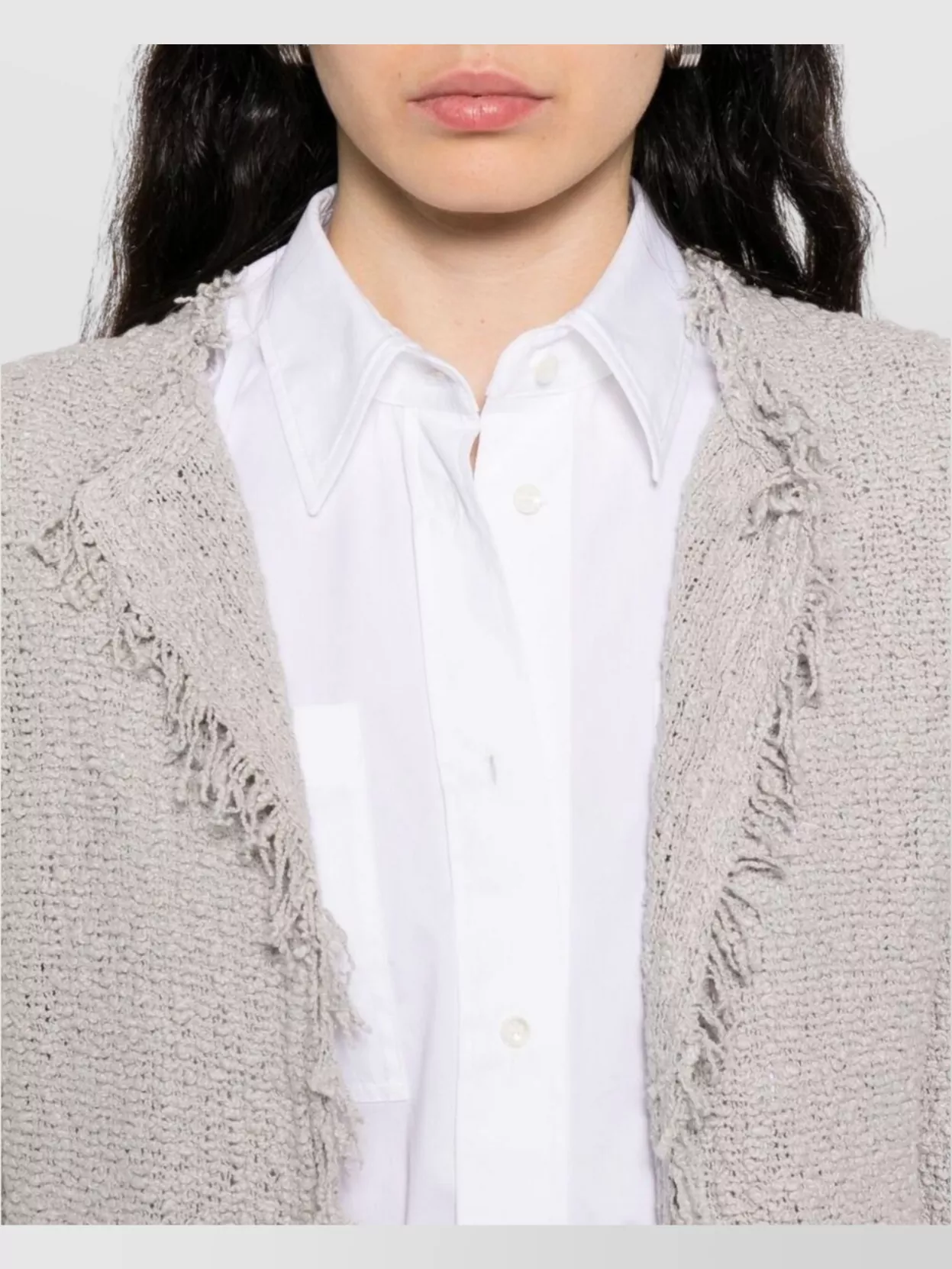 Iro Cotton Jacket With Textured Fabric And Frayed Edges In Gray