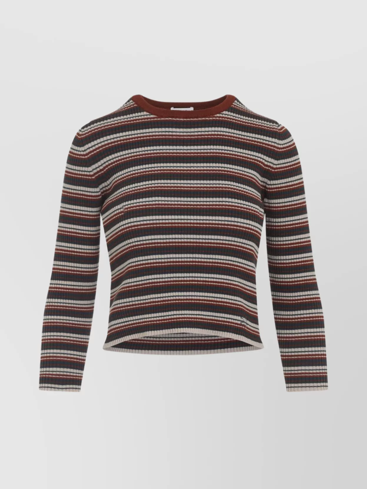 Celine Striped Long Sleeve Crew Neck Knit Sweater