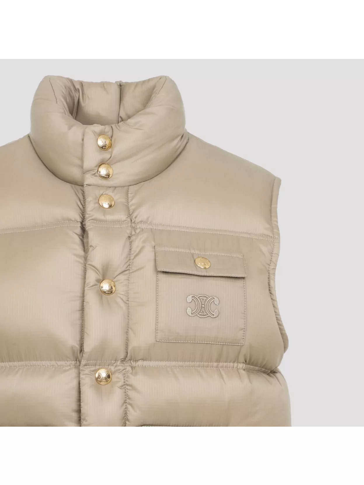 Celine Quilted Jacket With High Collar And Pocket