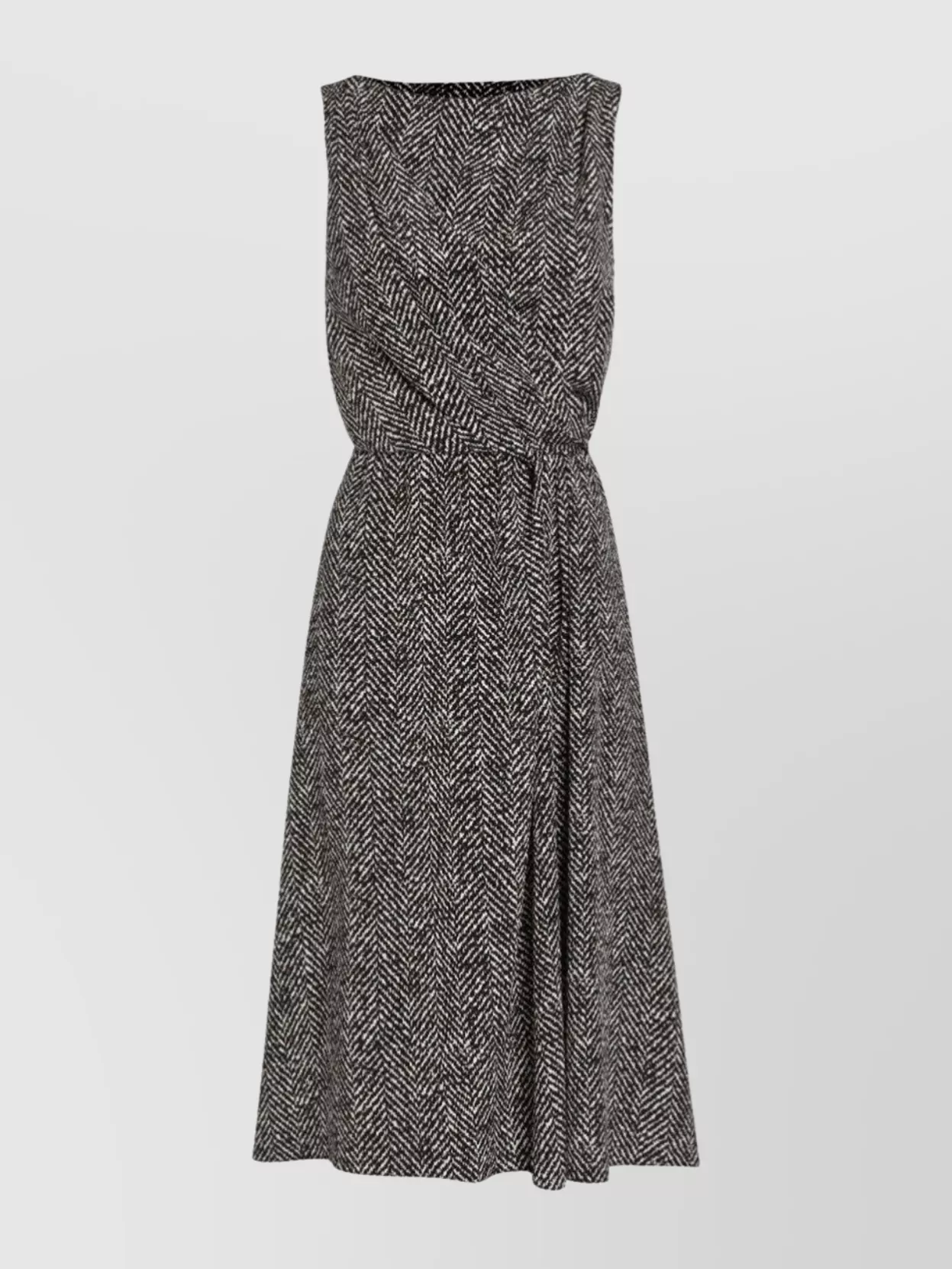 Dolce & Gabbana Women Chevron Print Heavy Crepe Cocktail Dress In Black