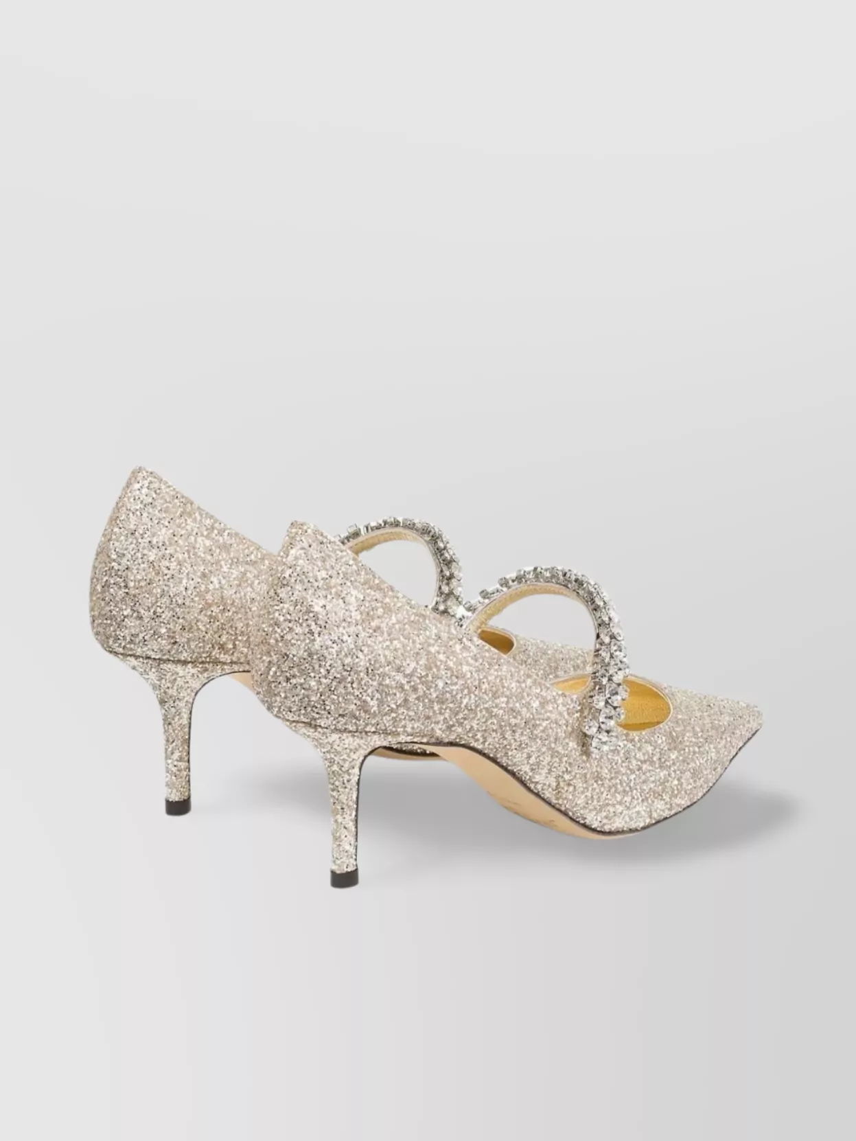 Jimmy Choo Slip-on Beige Stiletto Heels With Crystal Embellishments