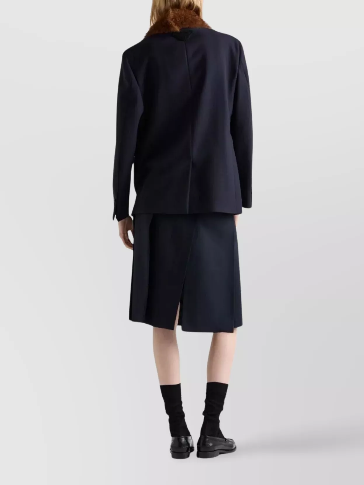 Prada Midi Skirt With Side Slit And Pleats