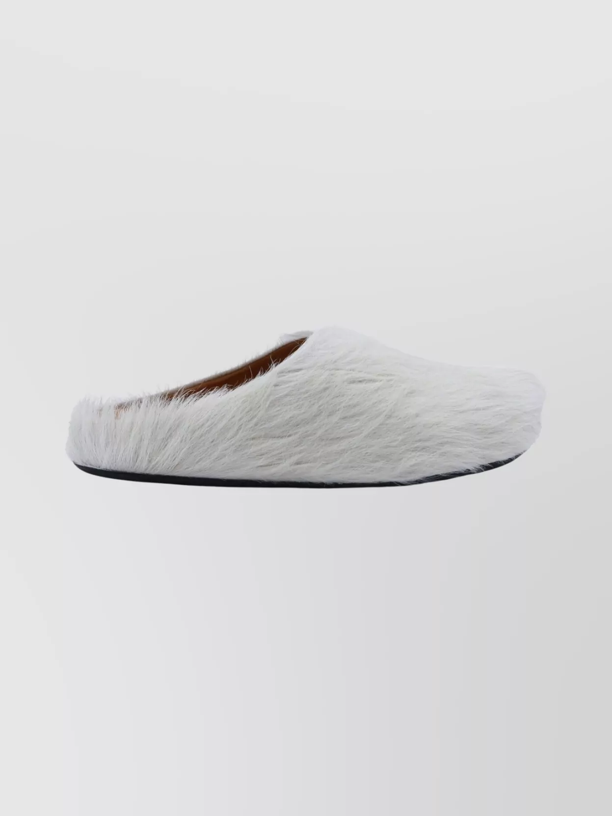 Marni Faux Fur Round Toe Slippers With Heel