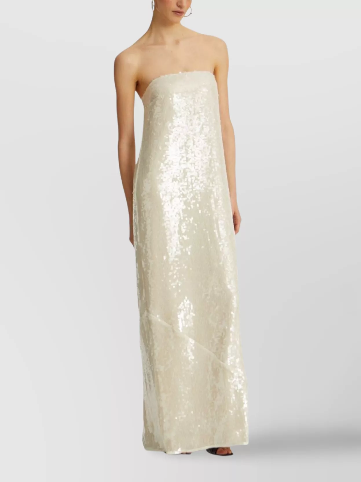 Rotate Strapless Sequin Embellished Floor-Length Dress With Back Slit