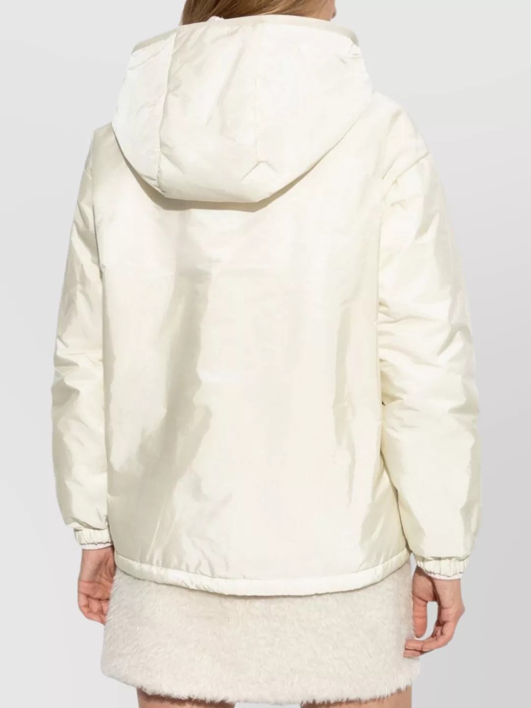 Moncler Textured Hooded Blazer Long Sleeves In White