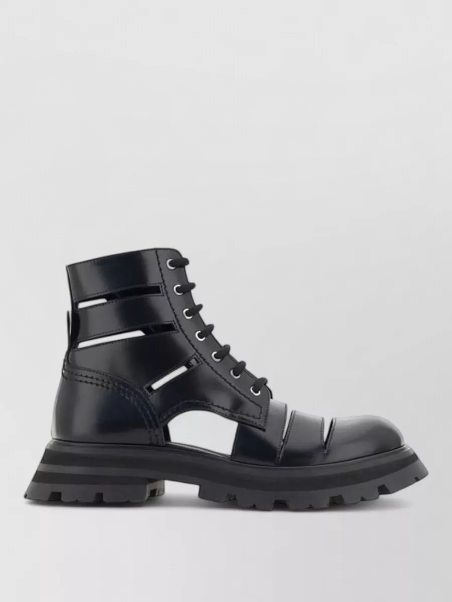 Alexander Mcqueen Leather Lace-Up Boots