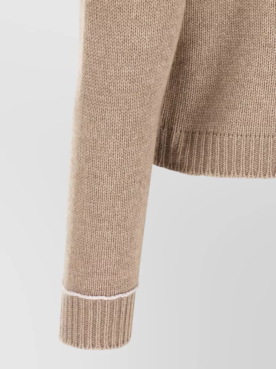 Fabiana Filippi Wool Silk Cashmere Ribbed Long-Sleeve Cardigan