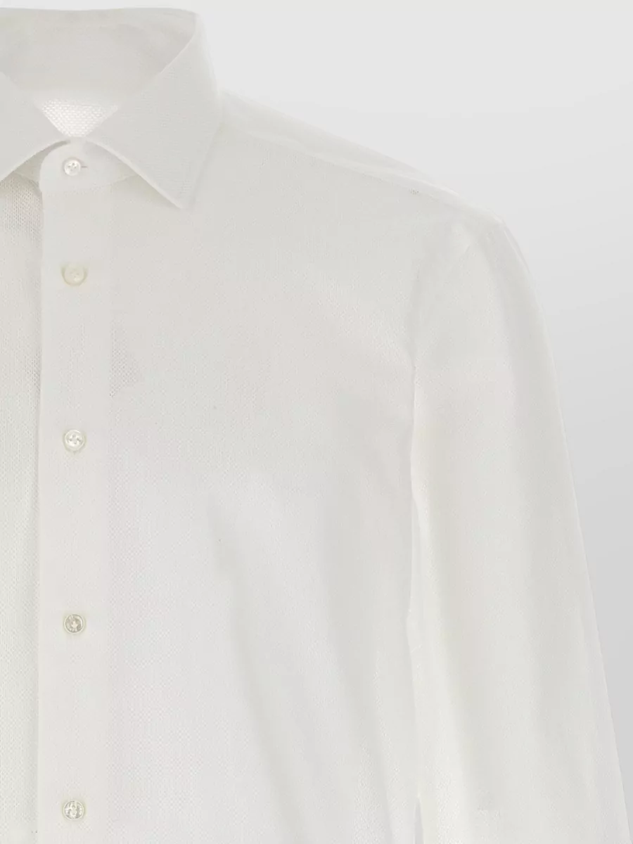 Barba Honeycomb Cotton Long-Sleeve Shirt