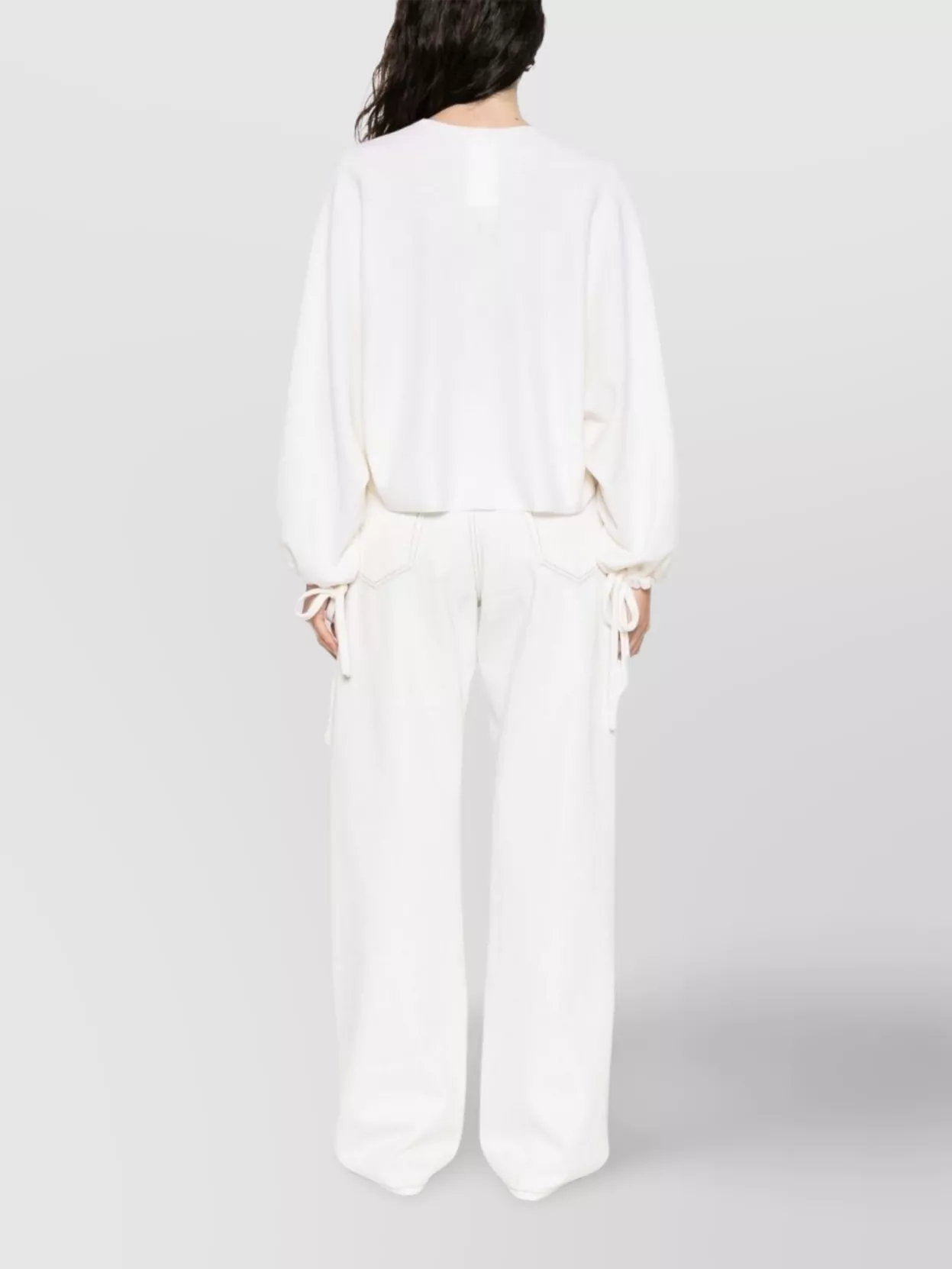 Max Mara Balloon Sleeves Crew Neck Relaxed Fit Tie Cuffs