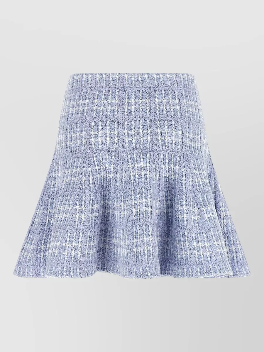 Self-Portrait Check Knit High-Rise Mini A-Line Skirt