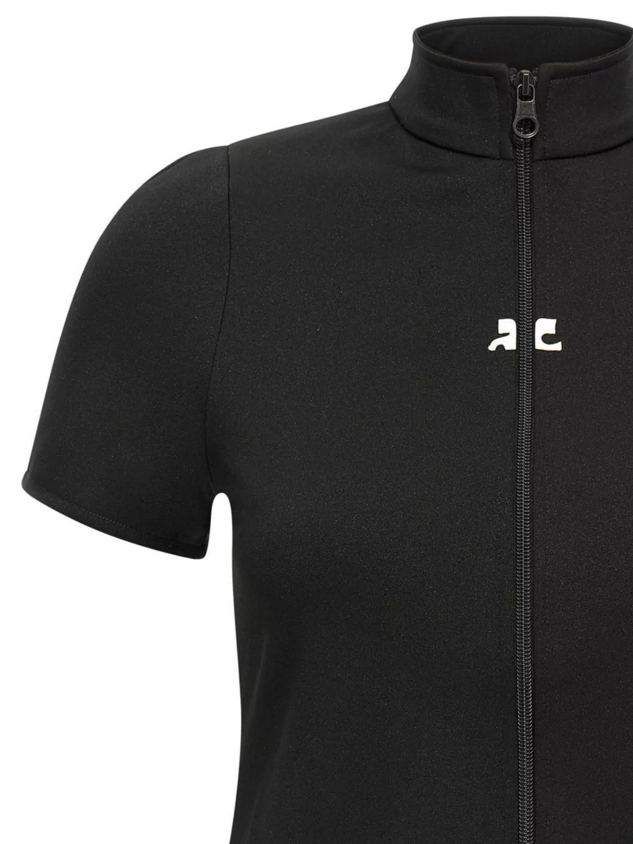 Courrèges Zip-up Short-sleeve Top In Black
