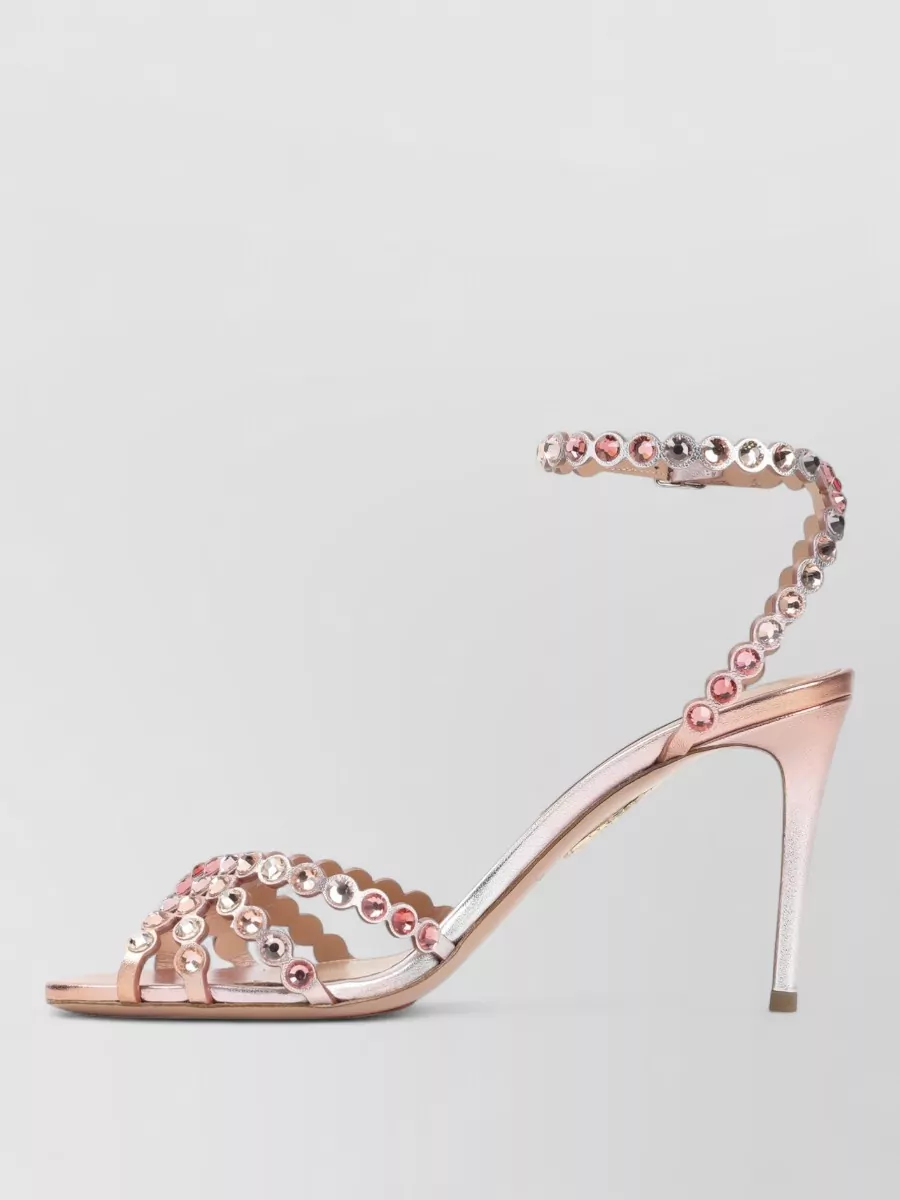 Aquazzura Leather Crystal-Embellished Sandals