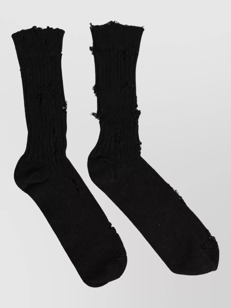 Dolce&Gabbana Cotton Distressed Mid Calf Socks