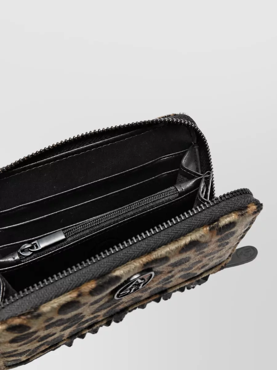 Ash Leather Leopard Print Clutch Bag