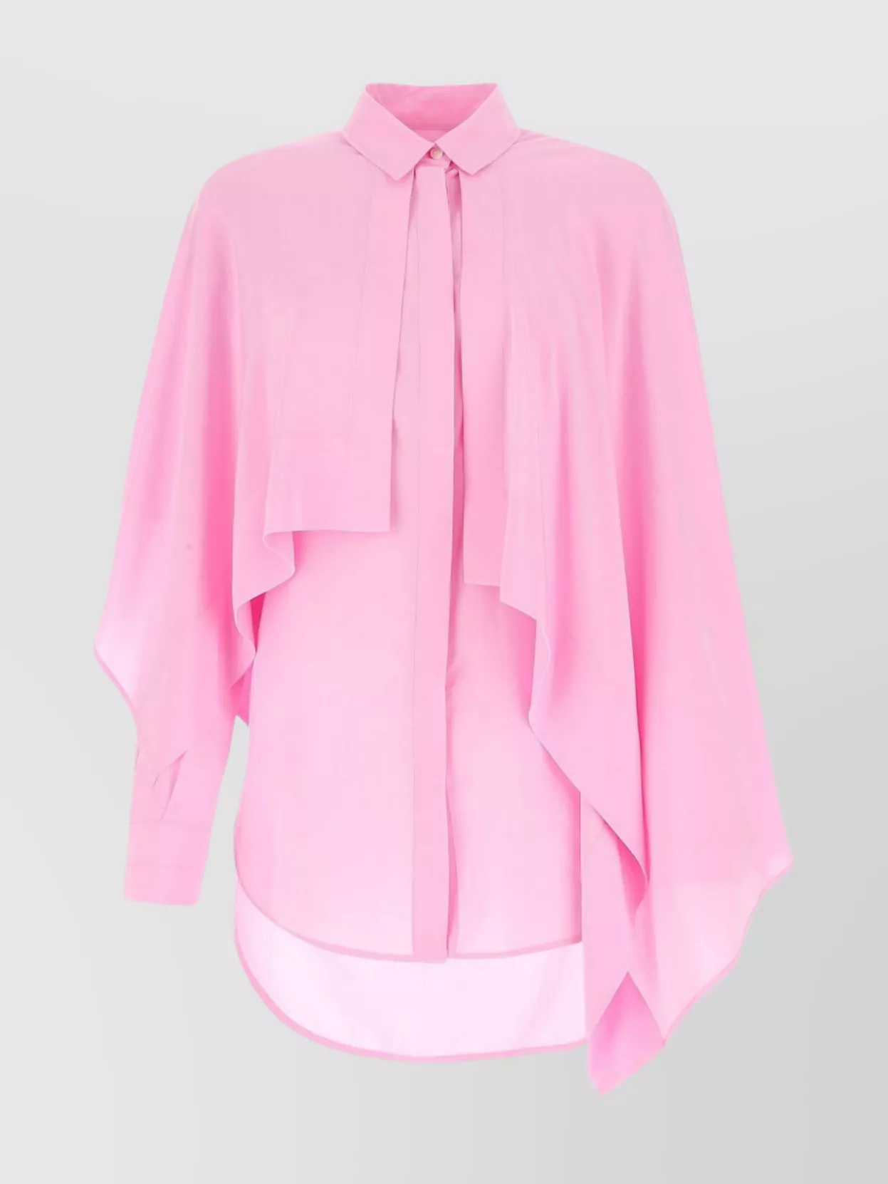 Shop Quira Layered Silk Blouse With Rounded Hemline In Pastel
