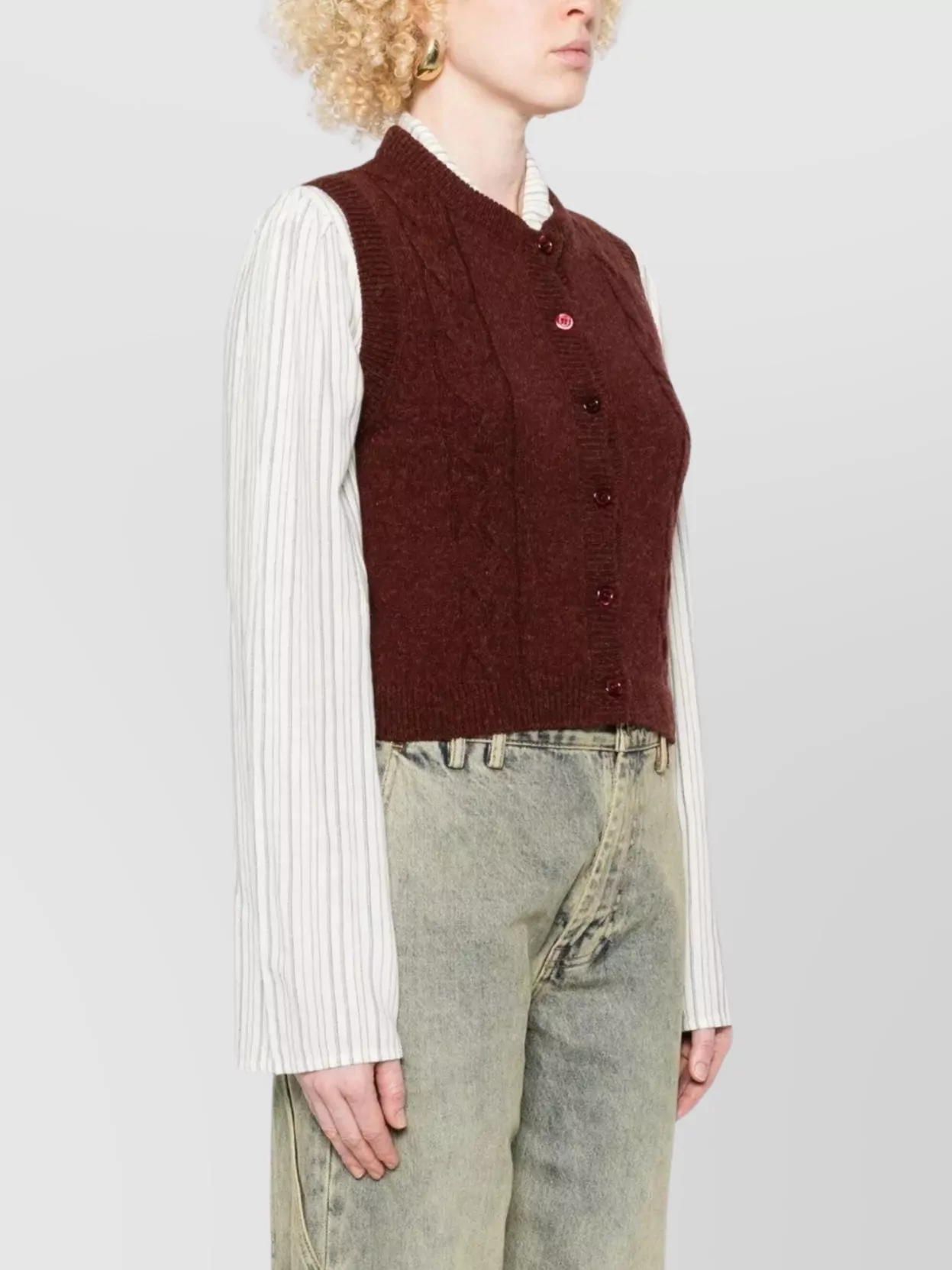 A.p.c. Cable Knit Sleeveless Jumper And Buttons