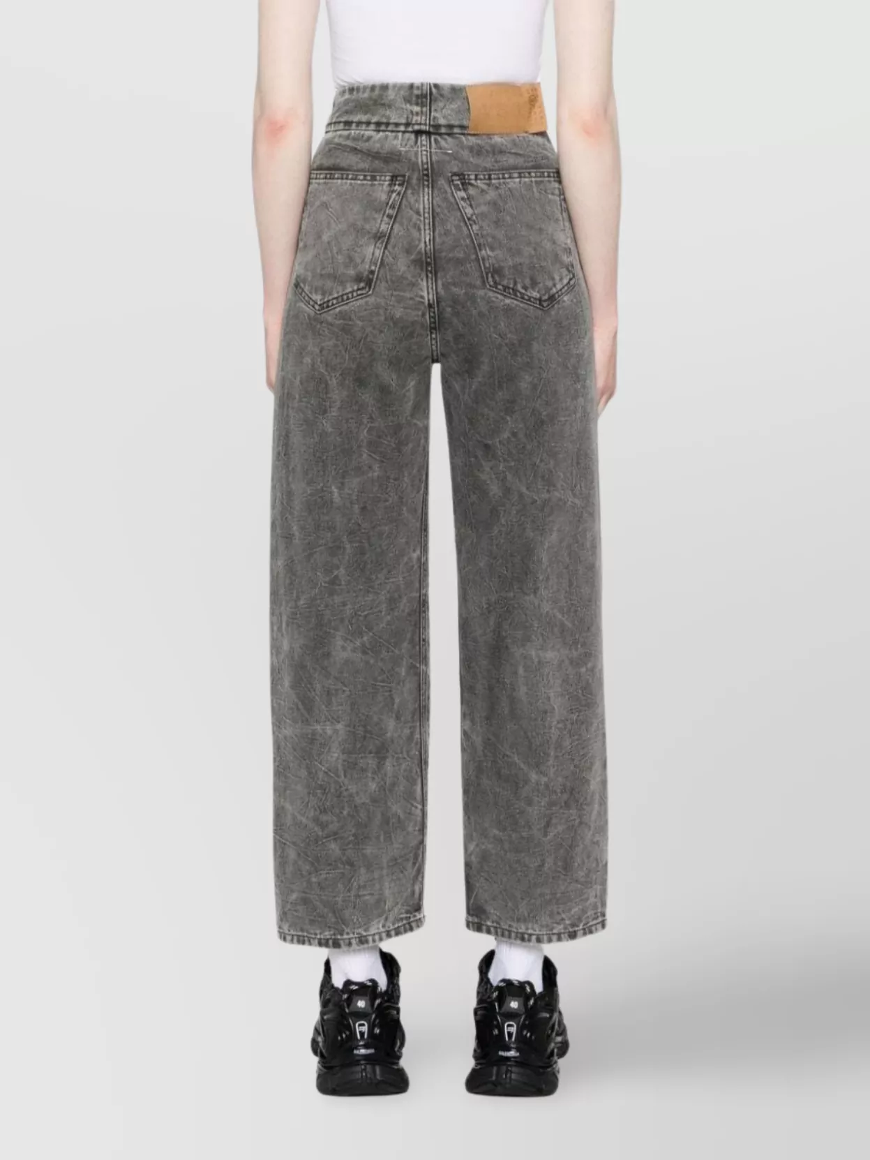 Mm6 Maison Margiela Grey Jeans With 5 Pockets And Contrast Stitching In Metallic