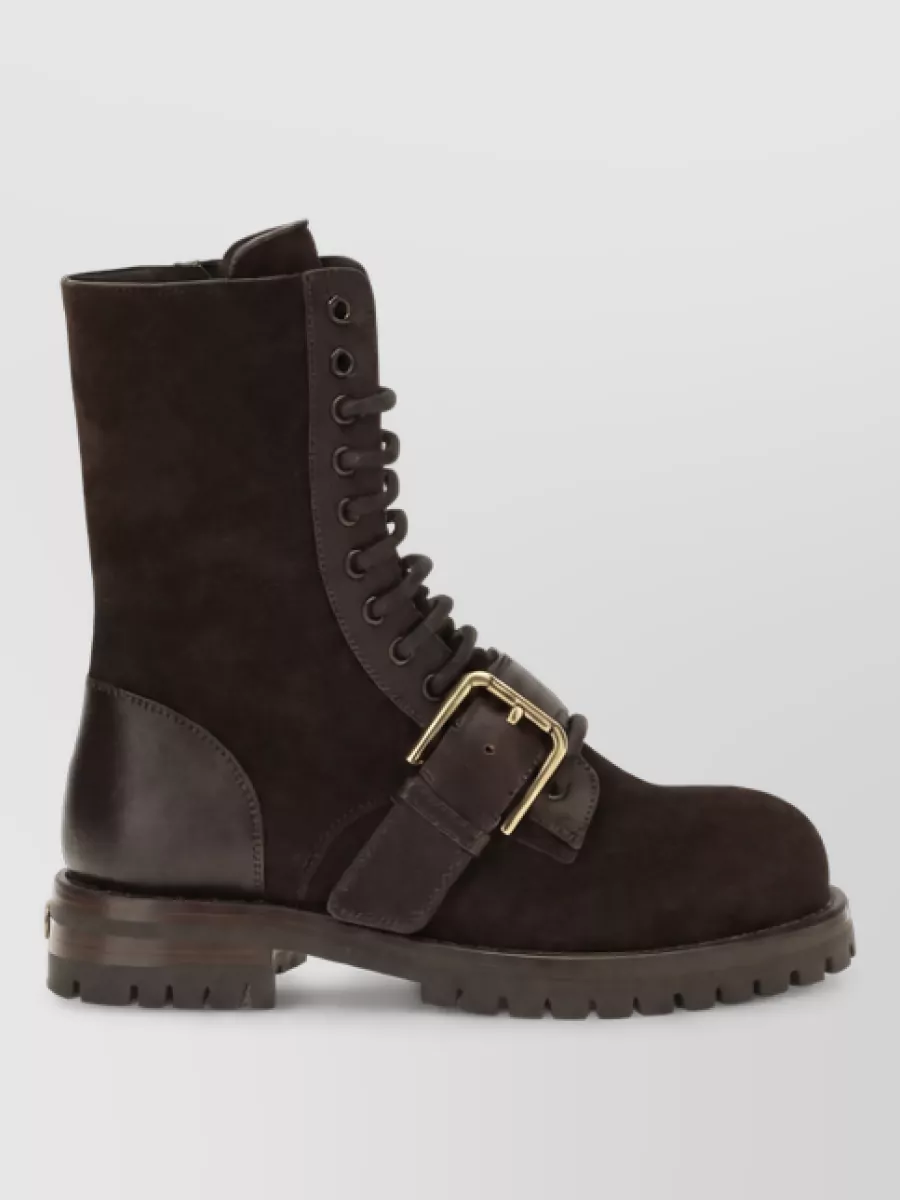 Dolce&Gabbana Leather Lace-Up Ankle Boots