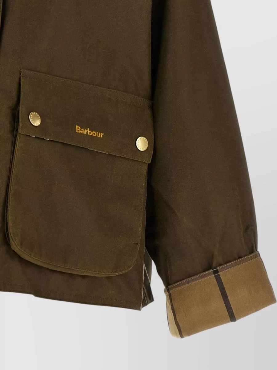 Barbour Waxed Cotton Cropped Single Breasted Coat