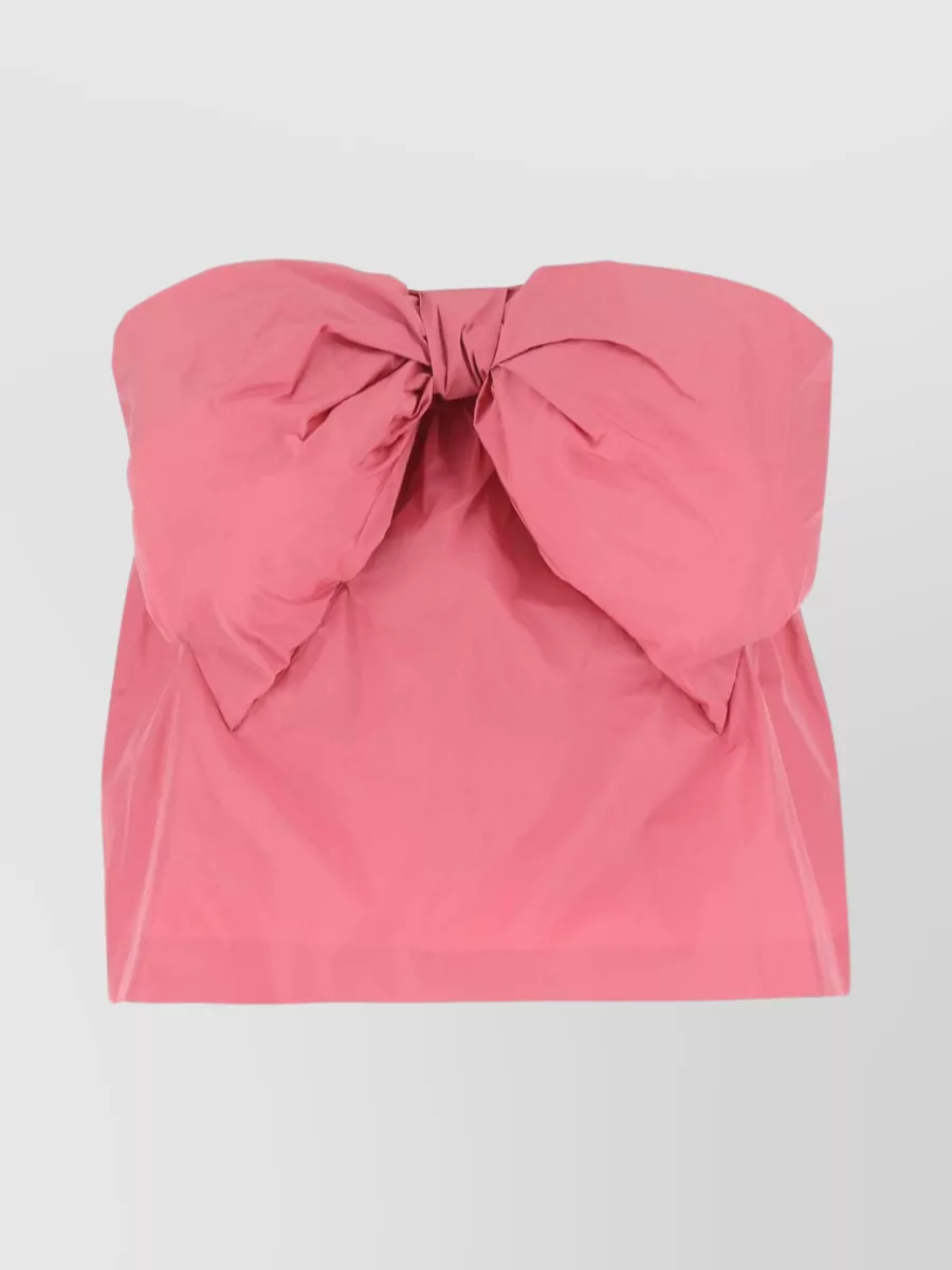 Shop Red Valentino Taffeta Pant-skirt With High Waist And Bow Detail In Pink