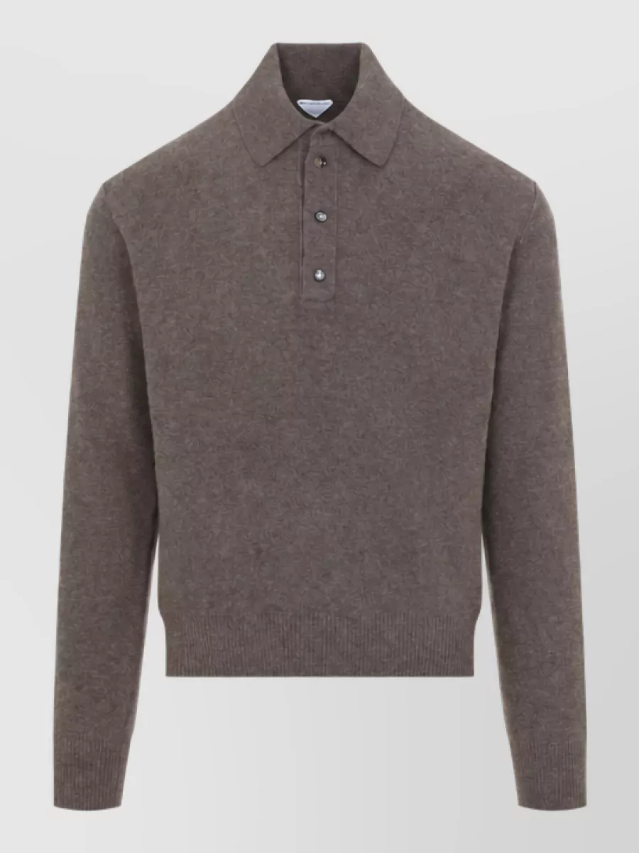 Bottega Veneta Cashmere Wool Long-Sleeve Fine-Knit Polo Jumper