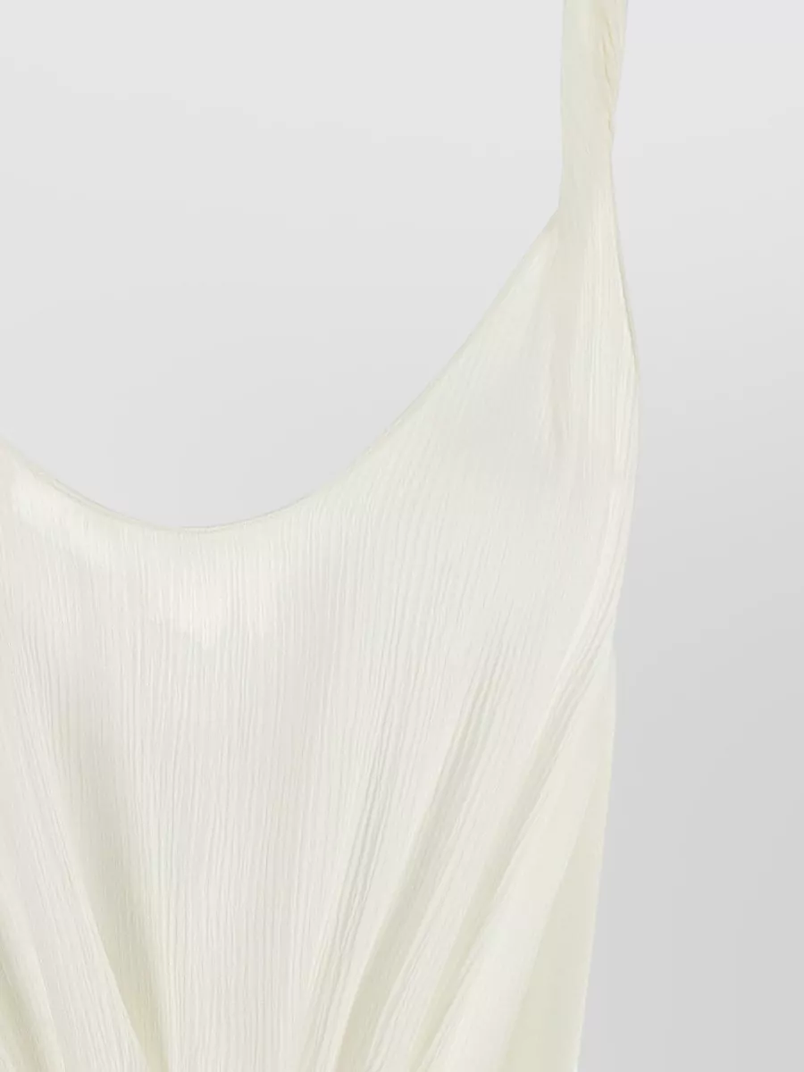 Jw Anderson Silk Crinkled Sleeveless V-Neck Front Knot Top