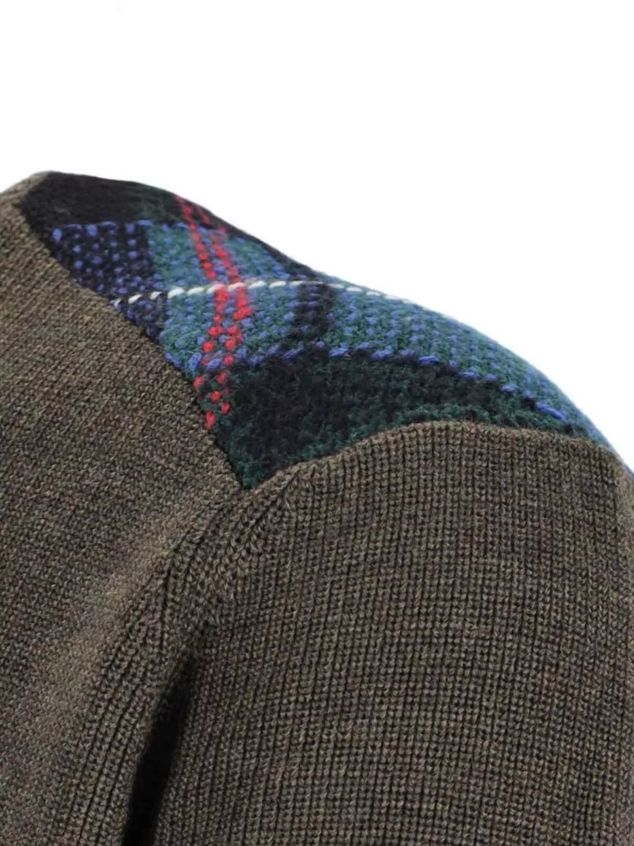 Comme Des Garçons Asymmetric Hem Long Sleeve Plaid Sweater