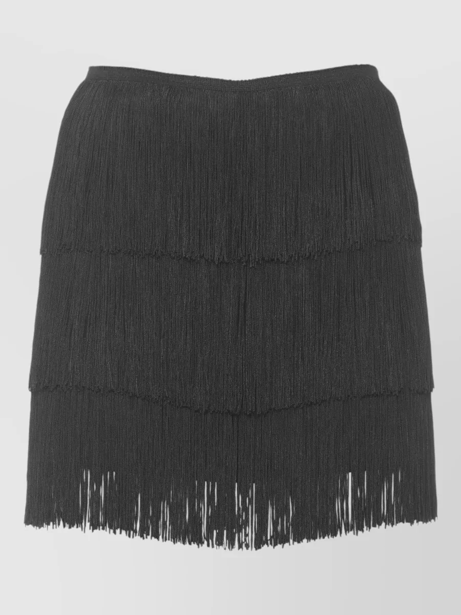 Norma Kamali Fringed Midi Skirt