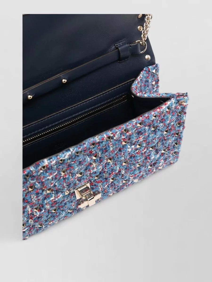 Valentino Garavani Rockstud Spike Tweed Clutch Bag